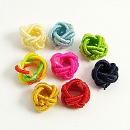 Handmade Nylon Cord Woven Elastic Beads, Round, Mixed Color, 6x5mm, Hole: 3mm(X-WOVE-D005-M)