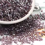 Transparent Colours Luster Glass Seed Beads, Hexagon(Two Cut), Purple, 2x1.5mm, Hole: 0.9mm(SEED-S042-20B-03)