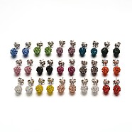 Polymer Clay Rhinestone Ball Stud Earrings, with Stainless Steel Stud Earring Findings, Stainless Steel Color, Mixed Color, 6mm, Pin: 0.8mm(EJEW-F0083-03)