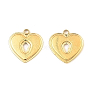 304 Stainless Steel Charms, Heart Lock Charm, Real 18K Gold Plated, 13.5x13x1mm, Hole: 1.5mm(STAS-A089-32G)