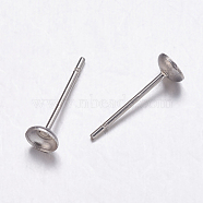 304 Stainless Steel Stud Earrings Findings, Stainless Steel Color, Tray: 3mm, 13x4mm, Pin: 0.7mm(X-STAS-K146-016-4mm)