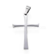 304 Stainless Steel Pendants, Cross, Stainless Steel Color, 40x28x3mm, Hole: 5x8mm(STAS-G093-16P)