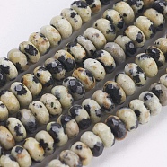Natural Dalmatian Jasper Beads Strands, Faceted, Rondelle, 4~4.5x2~2.5mm, Hole: 1mm, about 150pcs/strand, 15.1  inch~15.3 inch(38.5~39cm)(G-K255-08A)