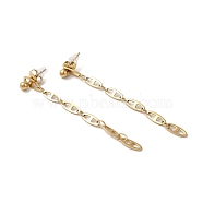 304 Stainless Steel Dangle Stud Earrings for Women, Real 18K Gold Plated, 70x6mm(EJEW-Q781-25G)