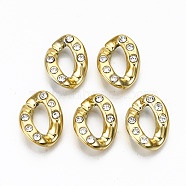 CCB Plastic Linkings Rings, Quick Link Connectors, with Crystal Rhinestone, For Jewelry Cross Chains Making, Twist, Golden, 19x14x5mm, Inner Diameter: 10x5mm(CCB-N005-011G)