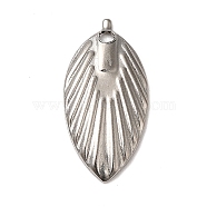 201 Stainless Steel Pendants, Leaf Charms, Stainless Steel Color, 18x9x1.5mm, Hole: 1.4mm(STAS-D244-05P)