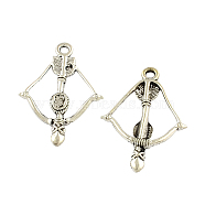 Tibetan Style Alloy Bow and Arrow Pendant Enamel Settings, Cadmium Free & Lead Free, Antique Silver, 25x36x4.5mm, Hole: 3mm, about 238pcs/500g(TIBEP-Q043-332-RS)