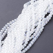 Glass Beads Strands, Round, Clear AB, AB Color Plated, The beads about 4mm in diameter, hole: 1mm, about 13 inch/strand, about 80pcs/strand(X-GR4mm01Y-AB)