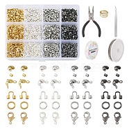 DIY Jewelry Making Findings Kit, Including Brass Crimp Beads & Wire Guardians & Crimp Beads Covers & Jump Rings & Lobster Claw Clasp, Iron Bead Tips, Tail Wire, Elastic Thread, Pliers, Tweezers, Mixed Color(DIY-YS0001-68)