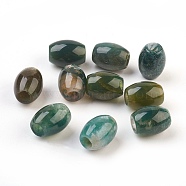 Natural Indian Agate European Beads, Large Hole Beads, Barrel, 15~17x12~13.5mm, Hole: 4.5~5mm(X-G-F580-A02)