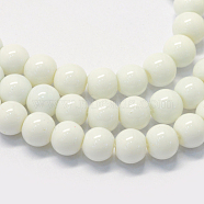 Baking Painted Glass Round Bead Strands, Snow, 10~10.5mm, Hole: 1.5mm, about 85pcs/strand, 31.4 inch(DGLA-Q020-10mm-01)