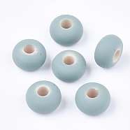 Rubberized Style Acrylic European Beads, Large Hole Beads, Rondelle, Aqua, 16x9mm, Hole: 5mm, about 330pcs/500g(OACR-T014-19D)