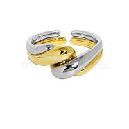 925 Sterling Silver Couple Open Ring, Minimalist Design with Wave Adjustable Rings, Platinum & Golden, Inner Diameter: US Size 5 1/2(16mm), 8.5~10mm(JR948A)
