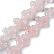 Natural Rose Quartz Beads Strands, Flower, 13~14x13~14x5~5.5mm, Hole: 1.2mm, about 15pcs/strand, 7.95''(20.2cm)(G-M418-D07-01)