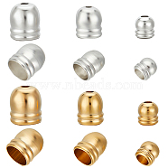 36Pcs 6 Style Brass Core End Caps, Long-Lasting Plated, Column, Real 24K Gold Plated & 925 Sterling Silver Plated, 4.5~7x4~6mm, Hole: 1.4~1.5mm, Inner Diameter: 2~4mm, 6Pcs/style(KK-BBC0010-93)