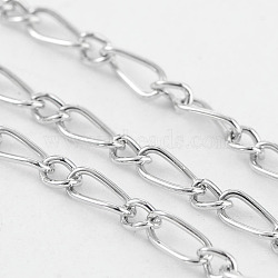 Nickel Free Iron Handmade Chains Figaro Chains Mother-Son Chains, Unwelded, with Spool, Platinum Color, Mother link: 3x6mm, Son link: 2.5x3mm, 0.6mm thick, about 32.8 Feet(10m)/roll(X-CHSM020Y-NF)