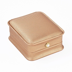 PU Leather Pendant Gift Boxes, with Iron & Plastic Imitation Pearl Button and Velvet Inside, for Wedding, Jewelry Storage Case, Goldenrod, 8.6x7.4x3.9cm(LBOX-L006-A-03)