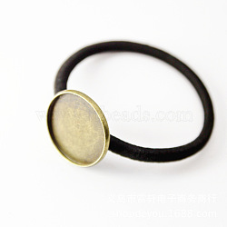 Iron Cabochon Settings, Hair Ties Findings, Flat Round, Antique Bronze, Tray: 20mm, about 100pcs/bag(OHAR-PW0001-234A)