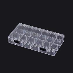 Plastic Bead Storage Containers, 18 Compartments, Rectangle, Clear, 20.5x11.5x3cm(CON-R006-15)