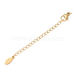 304 Stainless Steel Chain Extender with Oval Charms Ion Plating(IP), Real 18K Gold Plated, 74mm(X-STAS-G383-07G)