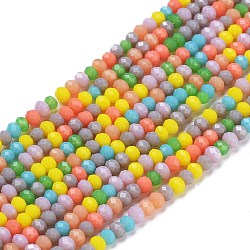 Opaque Glass Beads Strands, Faceted, Rondelle, Mixed Color, 3x2.5mm, Hole: 0.5mm, about 185pcs/strand, 16.54 inch(42cm)(GLAA-L030-A01)