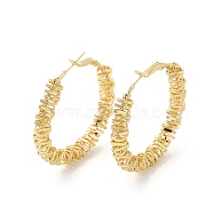 Brass Wire Wrapped Hoop Earrings for Women, Golden, 44x44x6.5mm, Pin: 0.8mm(EJEW-C056-02G)
