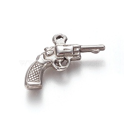 304 Stainless Steel Pendants, Handgun, Stainless Steel Color, 19x22x3mm, Hole: 1mm(X-STAS-L226-042P)