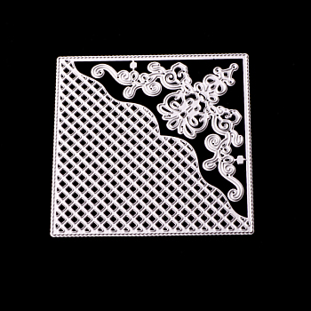 Carbon Steel Embossing Knife Die Cutting for DIY Template, Decorative Embossing DIY Paper Card, Matte Platinum Color, Flower, Square Pattern, 10x10x0.08cm