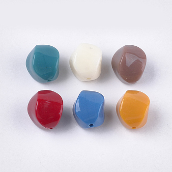 Opaque Acrylic Beads, Twist, Mixed Color, 15x12x12mm, Hole: 1.8mm