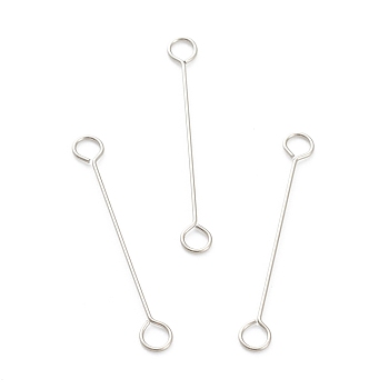 316 Surgical Stainless Steel Eye Pins, Double Sided Eye Pins, Stainless Steel Color, 20x2.5x0.4mm, Hole: 1.6mm