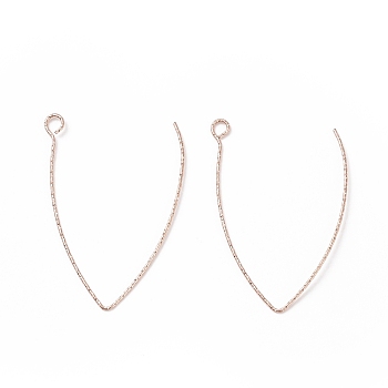 Ion Plating(IP) 316 Stainless Steel Earrings Finding, Earring Hooks, with Horizontal Loop, Rose Gold, 40x25x0.7mm, Hole: 2.5mm, 21 Gauge, Pin: 0.7mm