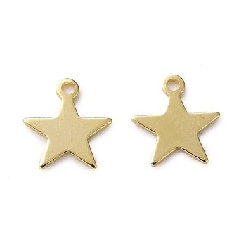 Brass Charms, Star,  Long-Lasting Plated, Real 24K Gold Plated, 8.5x7.5x0.4mm, Hole: 1mm