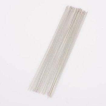 Steel Beading Needles, Stainless Steel Color, 55x0.45mm, about 30pcs/bag