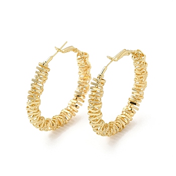 Brass Wire Wrapped Hoop Earrings for Women, Golden, 44x44x6.5mm, Pin: 0.8mm