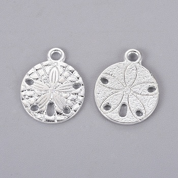 Tibetan Style Alloy Pendants, Sand Dollar, Cadmium Free & Nickel Free & Lead Free, Silver Color Plated, 19x15x2mm, Hole: 2mm