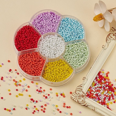 4200Pcs 7 Colors Round Baking Paint Glass Seed Beads(SEED-YW0001-71)-5