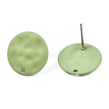 Yellow Green Flat Round Iron Stud Earring Findings