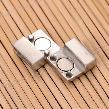 MIxed Smooth & Matte 304 Stainless Steel Rectangle Magnetic Clasps with Glue-in Ends(X-STAS-I045-05)-4
