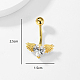 Stylish Heart with Angel Wings Stainless Steel Pave Clear Cubic Zirconia Belly Button Ring for Women Men(KH5304)-1