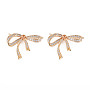 Real 18K Gold Plated Clear Bowknot Brass Links(KK-S356-645-NF)