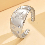 304 Stainless Steel Cuff Open Rings, Star, Stainless Steel Color, 17mm(WG21D81-01)