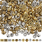 240Pcs 12 Styles Tibetan Style Alloy Spacer Beads, Mixed Shapes, Mixed Color, 5.4~7x5.4~7x2~6.3mm, Hole: 1.8~2mm, 20pcs/style(TIBE-SC0002-59D)