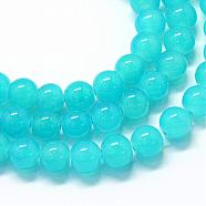 Baking Painted Imitation Jade Glass Round Bead Strands, Medium Turquoise, 4.5~5mm, Hole: 1mm, about 200~210pcs/strand, 31.4 inch(DGLA-Q021-4mm-06)