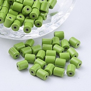 Spray Painted Alloy Beads, Column, Lime Green, 6x5mm, Hole: 1.2mm(PALLOY-G268-N02-030)