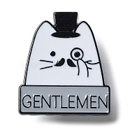 Cartoon Cat with Word Gentlemen Enamel Pin, Electrophoresis Black Alloy Brooch for Clothes Backpack, Hat, 26.5x23x1.5mm(JEWB-E025-03EB-03)