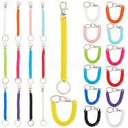 26Pcs 13 Colors Plastic Spring Rope for Mobile Phone Bag Accessories, Retractable Anti-Lost Rope Safety Keychain with Alloy Clasps, Mixed Color, 17x1.1cm, 2pcs/color(FIND-CP0001-61)