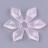 Transparent Spray Painted Glass Pendants, Quadrilateral, Pink, 24.5x13x5.5mm, Hole: 1mm(X-GLAA-S183-21A-01)