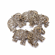 Tibetan Style Alloy Big Pendants, Lead Free & Cadmium Free, Elephant, Antique Bronze, 64.5x49x9mm, Hole: 3mm(TIBEP-29-AB-LF)