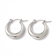 201 Stainless Steel Hoop Earrings with 304 Stainless Steel Pins for Women, Stainless Steel Color, 19x17.5x3.2mm, Pin: 0.7~0.8mm(EJEW-B016-06P)