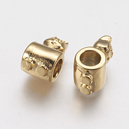 Ion Plating(IP) 304 Stainless Steel European Beads, Large Hole Beads, Bear, Golden, 16x8x8mm, Hole: 5mm(STAS-J022-108G)